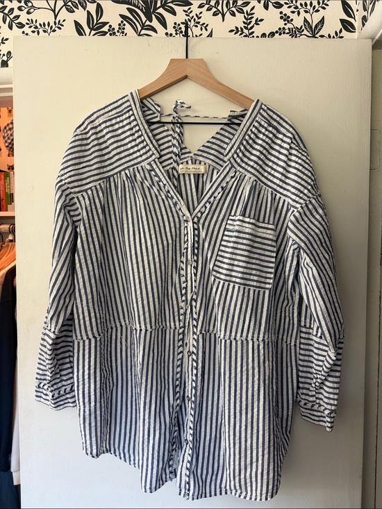 We The Free Tops - We The Free Navy and White Striped Button-Front Tunic